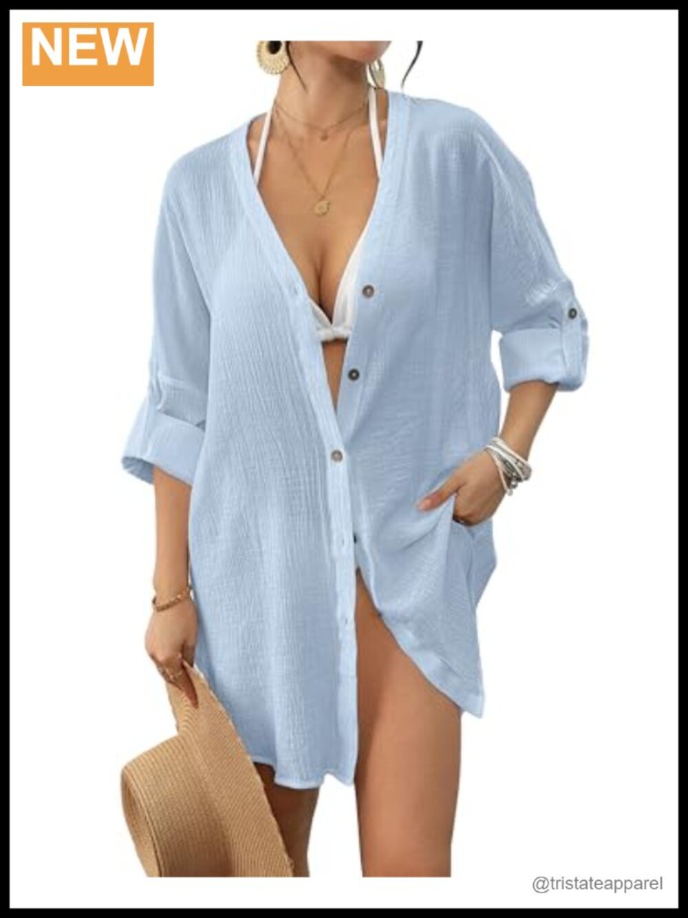Oversized Beach Shirt Long Sleeve Buttons Women Summer